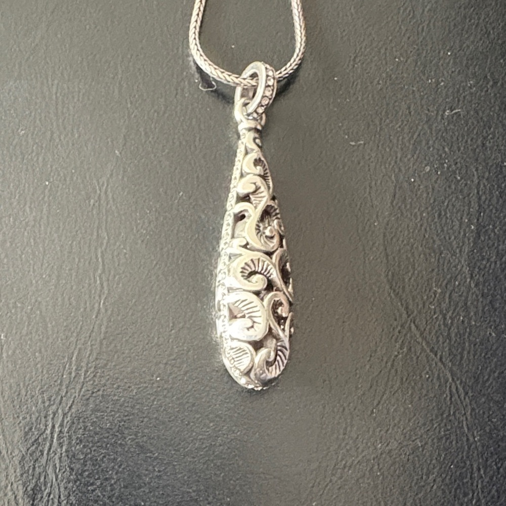 Brighton Contempo Silver Filigree Teardrop Necklace
